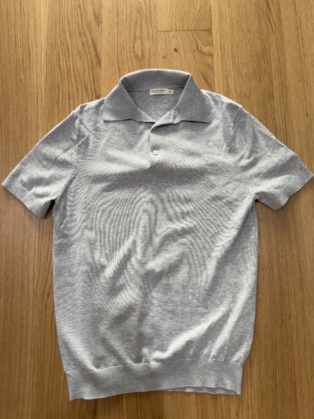 Suitsupply Cotton Silk Polo Short Sleeve Shirt Medium Gray Knit Elastic Waist